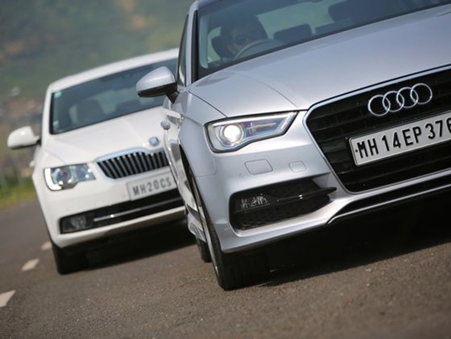 Audi A3 vs Skoda Superb petrol comparison grille