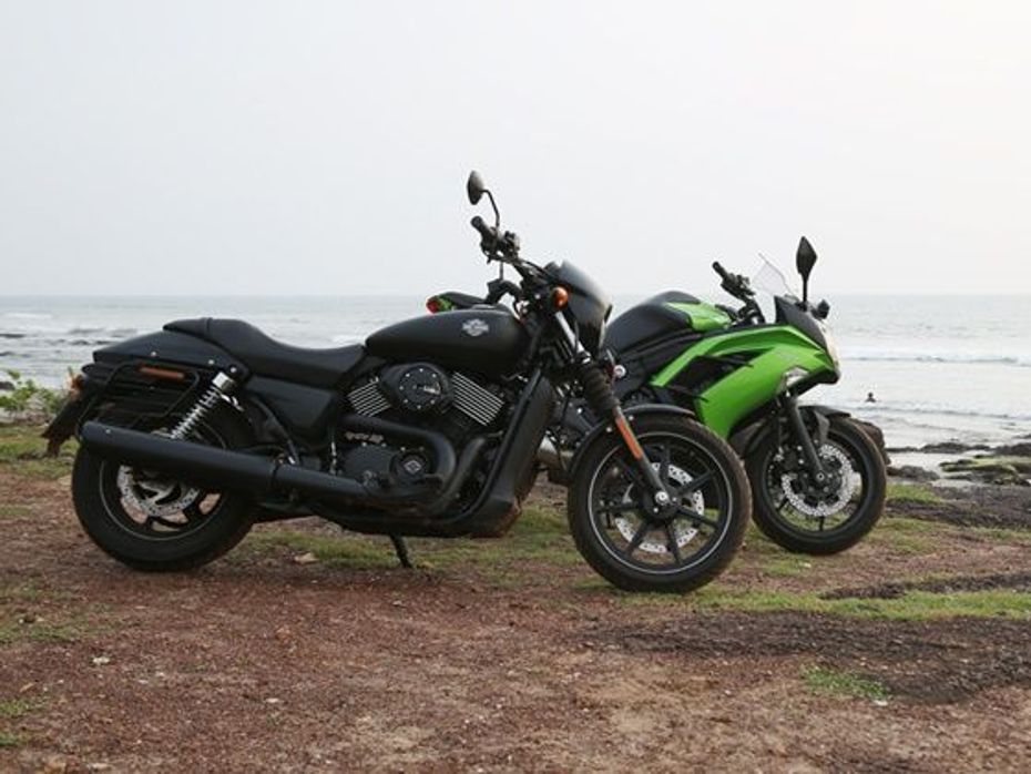 Harley Davidson Street 750 and Kawasaki Ninja 650