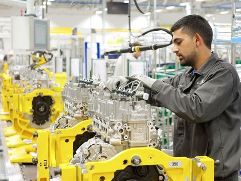 Engineer working at Jaguar Land Rover new engine plant