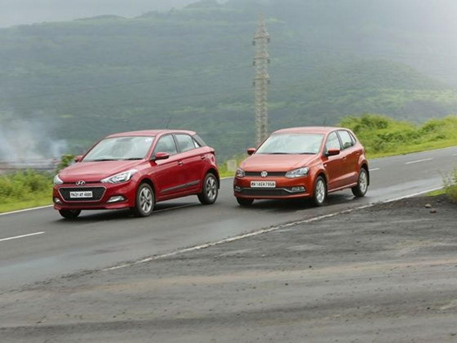 Hyundai Elite i20 and VW Polo 1.5 in action