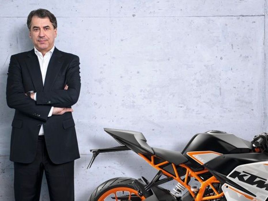 Stefan Pierer, CEO, KTM was in India to launch KTM RC 390 and RC 200