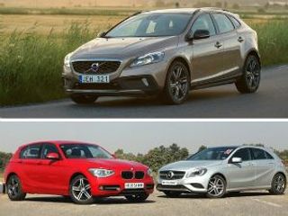 Volvo V40 Cross Country vs Mercedes-Benz A-Class vs BMW 1 Series Petrol Spec Comparison Review