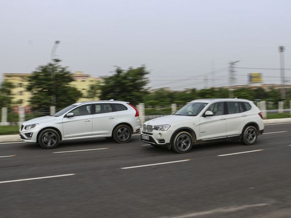 Volvo XC60 and BMW X3 in action