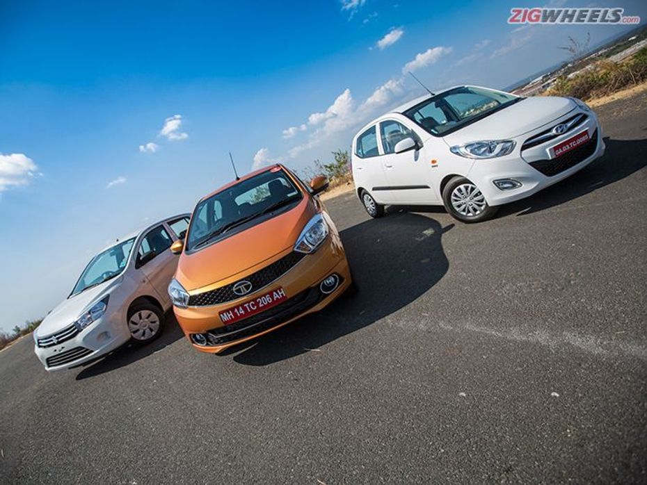 Tata Zica vs Maruti Celerio vs Hyundai i10 comparison front
