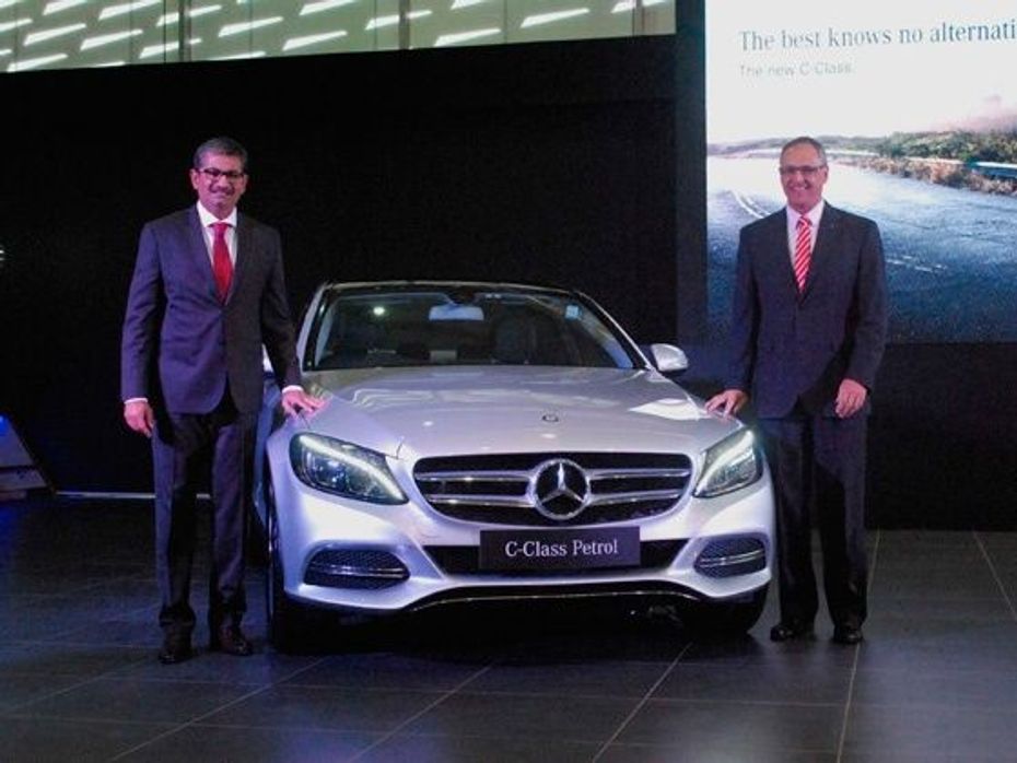 Piyush Arora and Eberhad Kern (l-r) with locally assembled Mercedes Benz C200