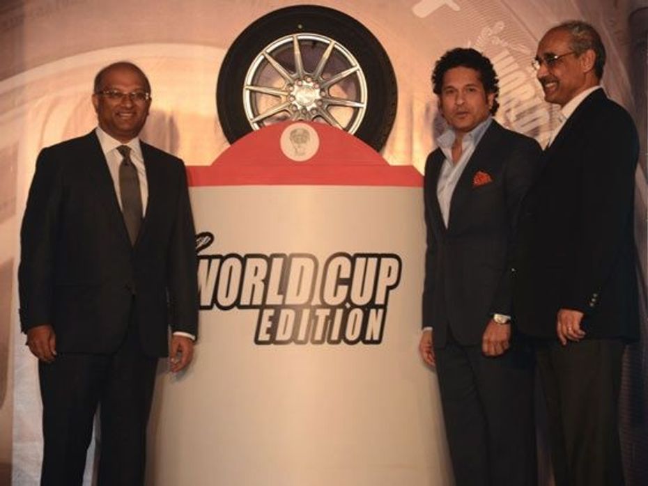 achin Tendulkar unveils MRF ZSPORT World Cup tyre