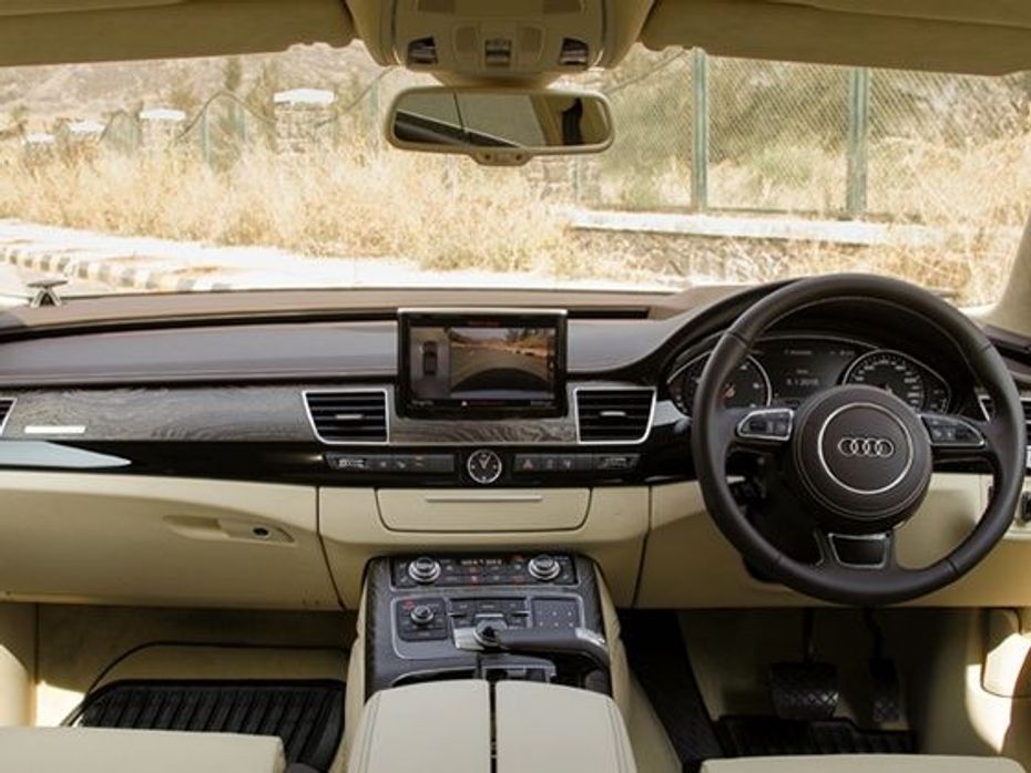 The leather wrapped interiors of the new Audi A8L 60 TDI