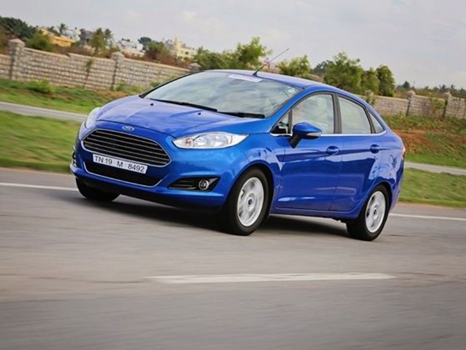 2014 Ford Fiesta front three quarters action shot