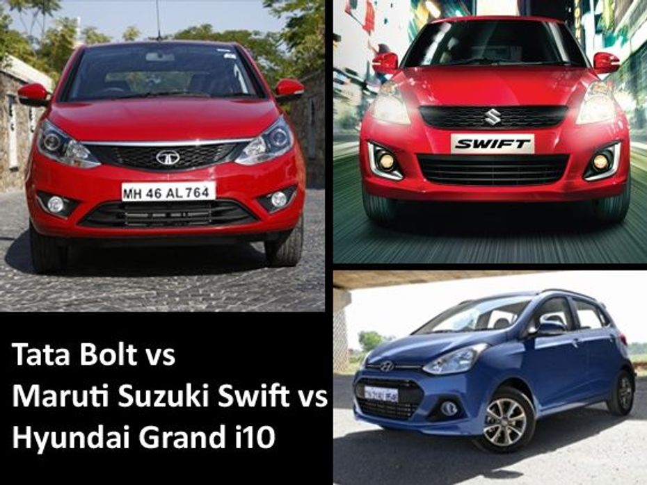 Tata Bolt vs Maruti Swift vs Hyundai Grand i1