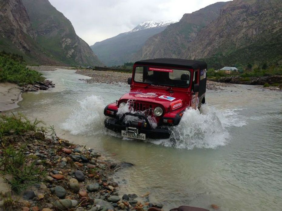 Mahindra Thar at a river crossing