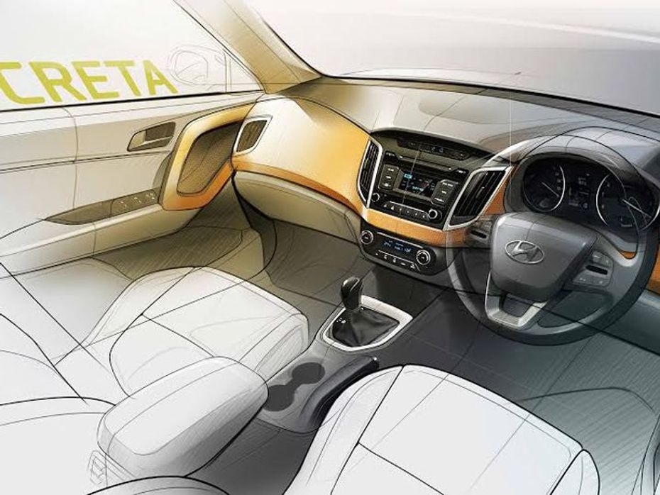Hyundai Creta compact SUV interior sketch