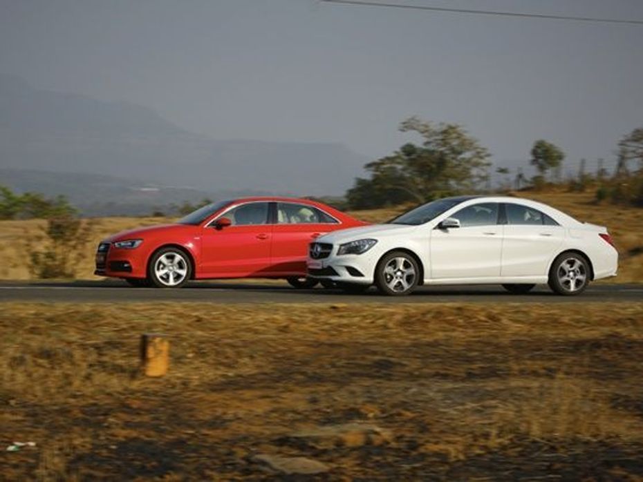 Mercedes Benz CLA vs Audi A3 diesel side