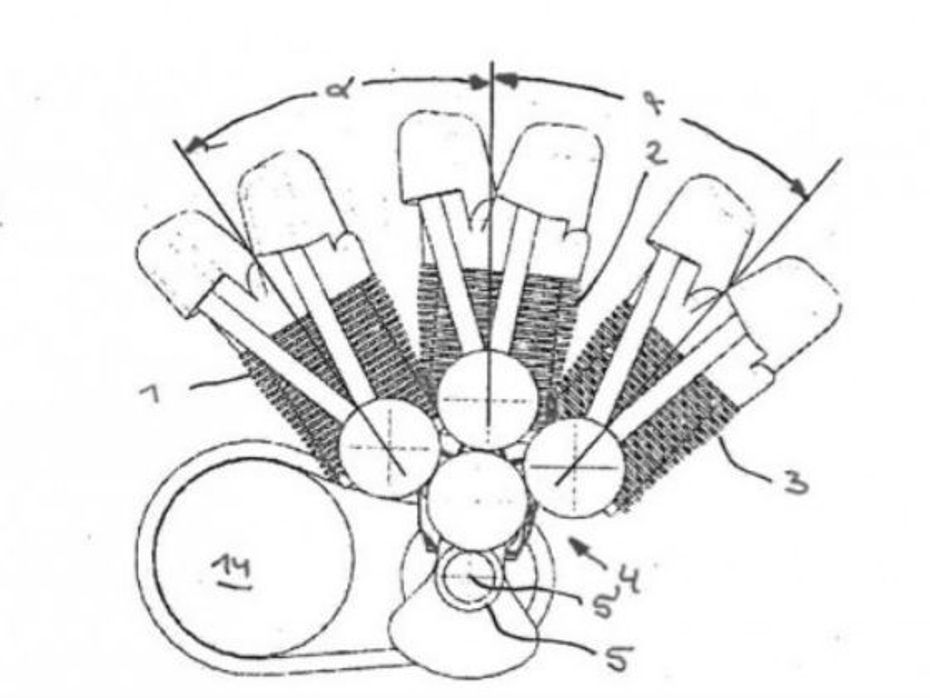 BMW W3 engine patent drawing Figure 1