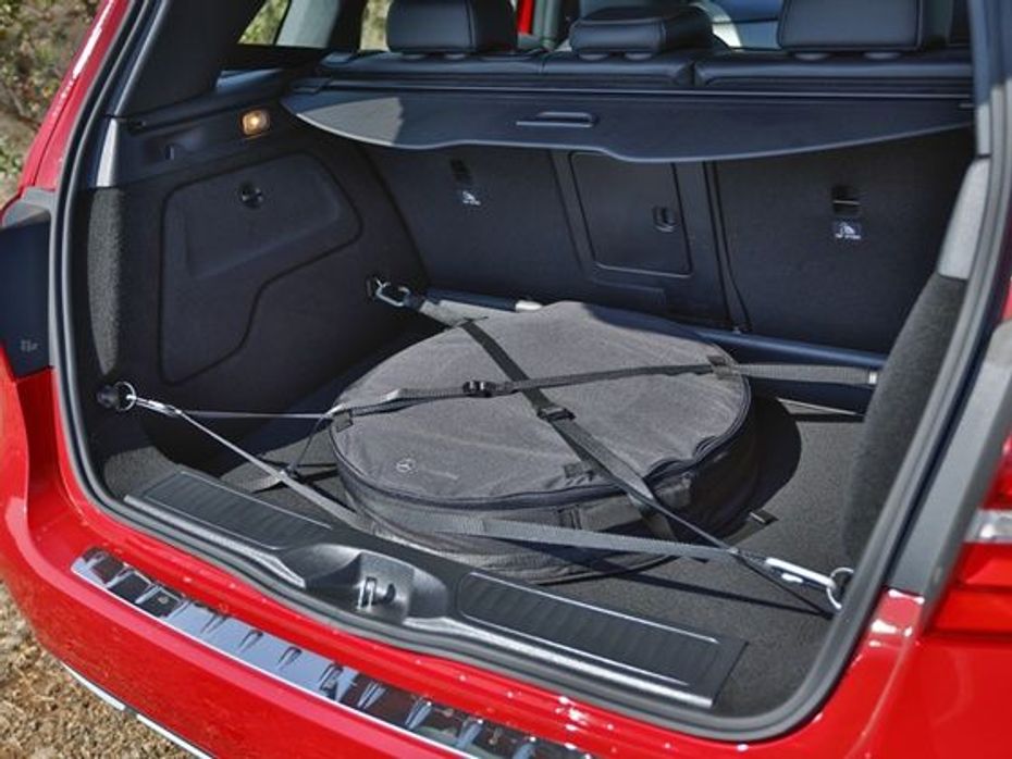 The 2015 B-Class gets generous luggage space, but comes with a spare wheel strapped on it