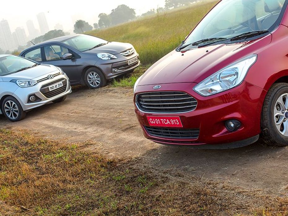 Hyundai Xcent with Ford Aspire and Honda Amaze