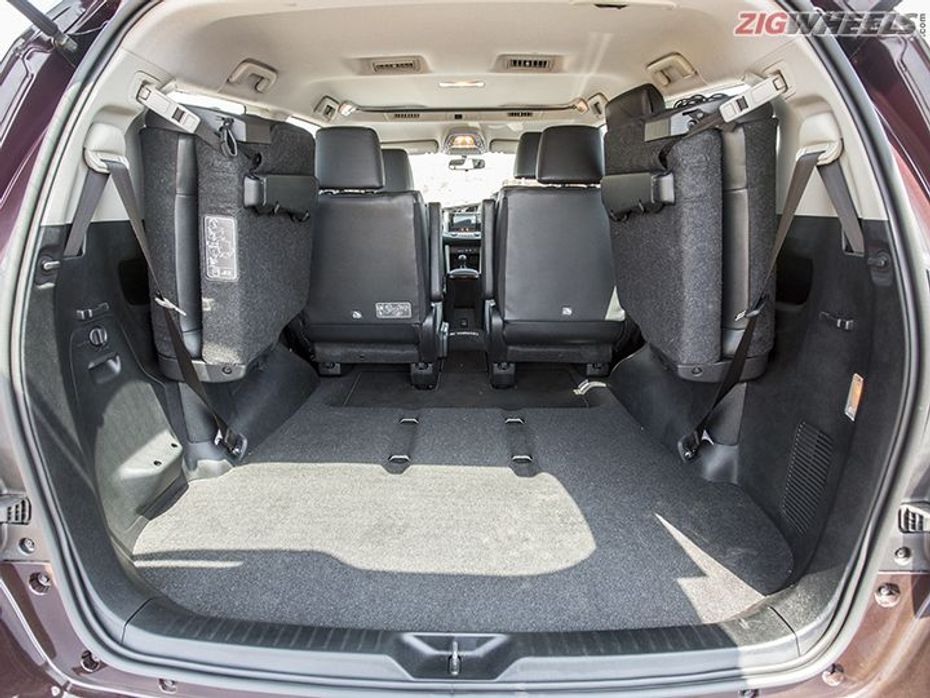 Toyota Innova Crysta luggage space and third row seats