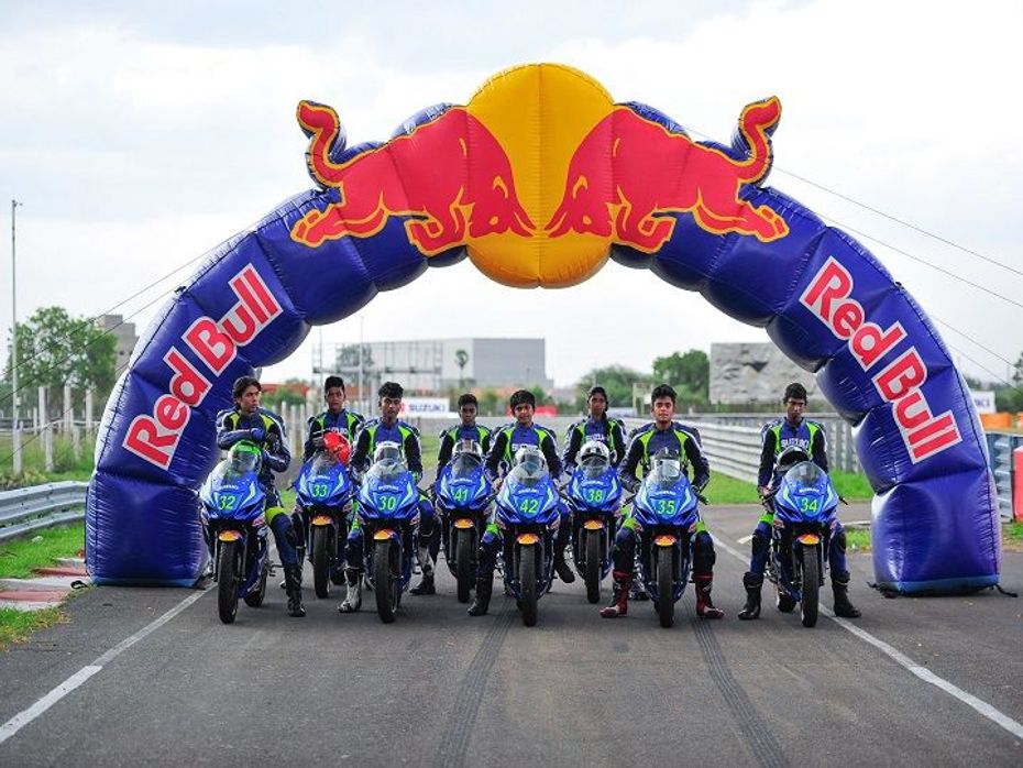 The participants of the Red Bull Road to Rookies Cup at Madras Motor Race Track