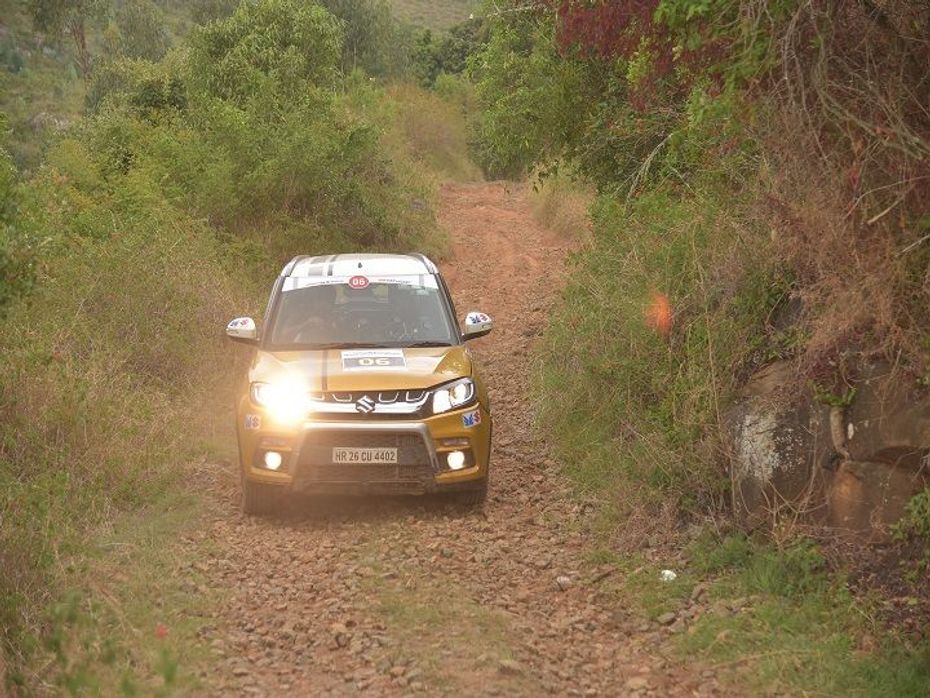 A participant in the Maruti Suzuki National Super League TSD Rally Championship