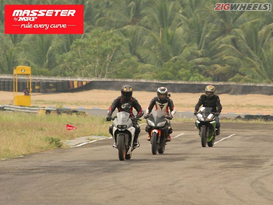 MRF Masseter being tested on track by seasoned bikers