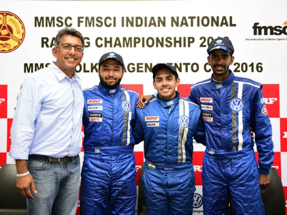 (L-R)Sirish Vissa, Head of Volkswagen Motorsport India, Karminder Pal Singh, Ishaan Dodhiwala and Keith Desouza