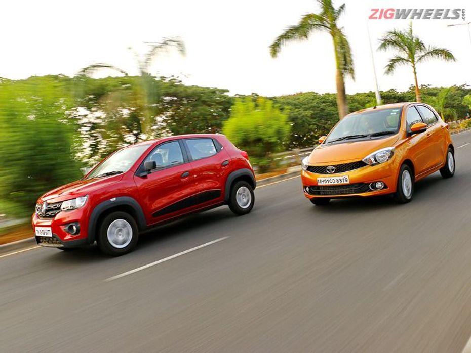 Renault Kwid vs Tata Tiago: Action Pic