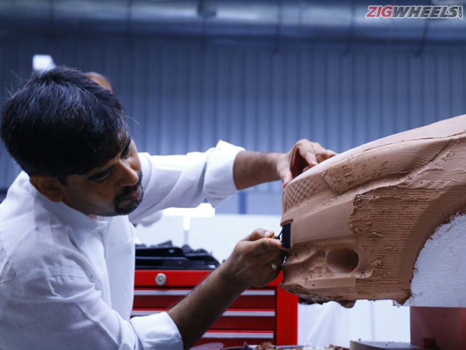 Tata Tiago clay model being shaped