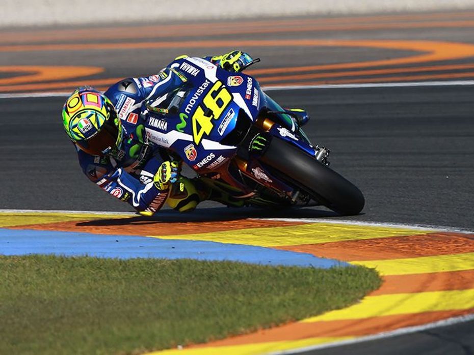 Valentino Rossi moving into a right hander Valentino Rossi moving into a right hander