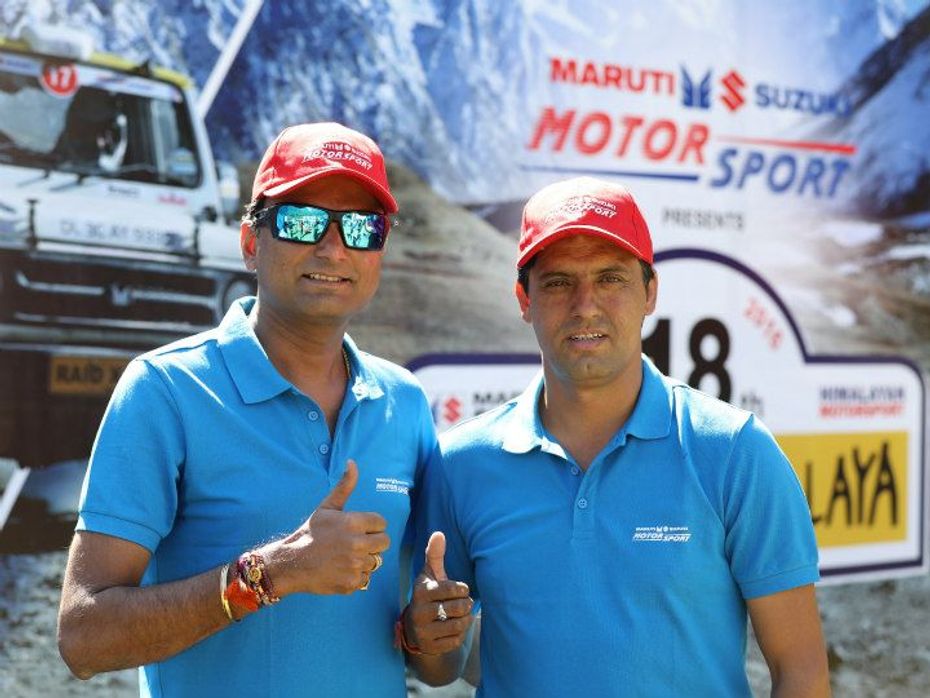 Suresh Rana with his co driver Ashwin
