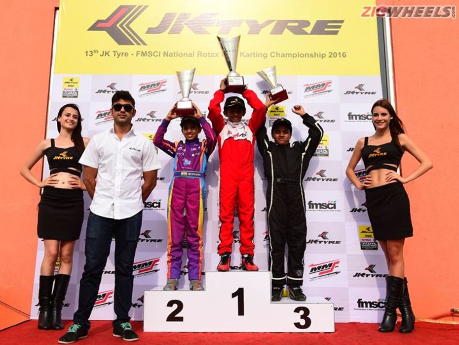 Ruhaan Alva wins the final race in the Micro Max category