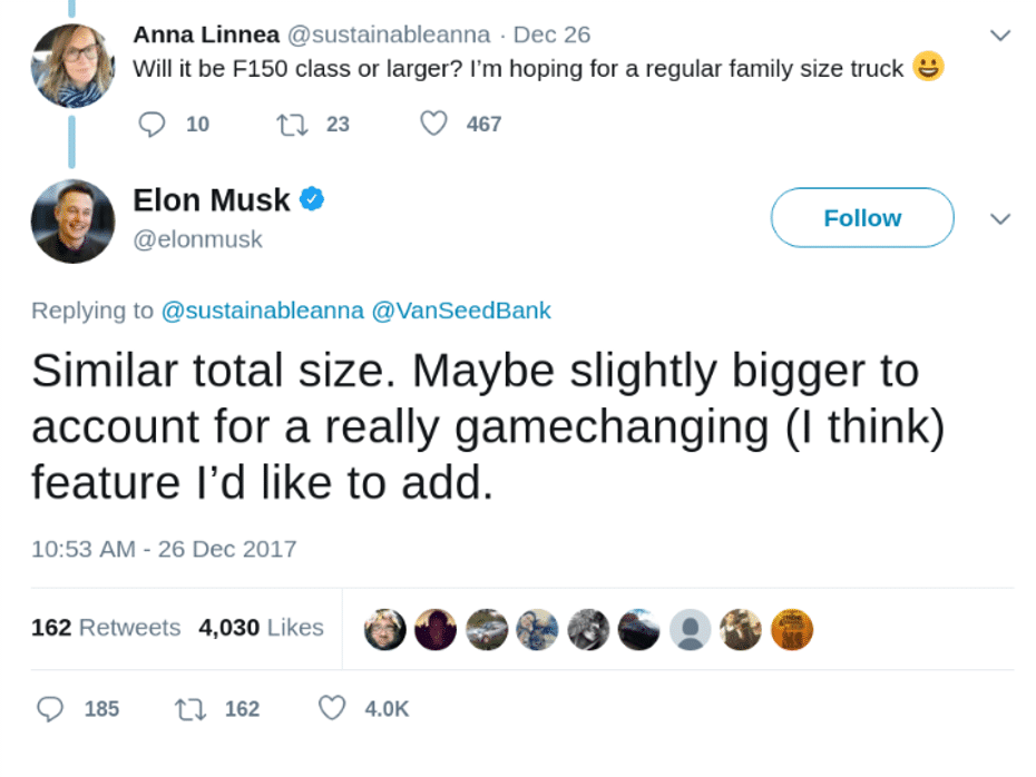 Tweet From Elon Musk