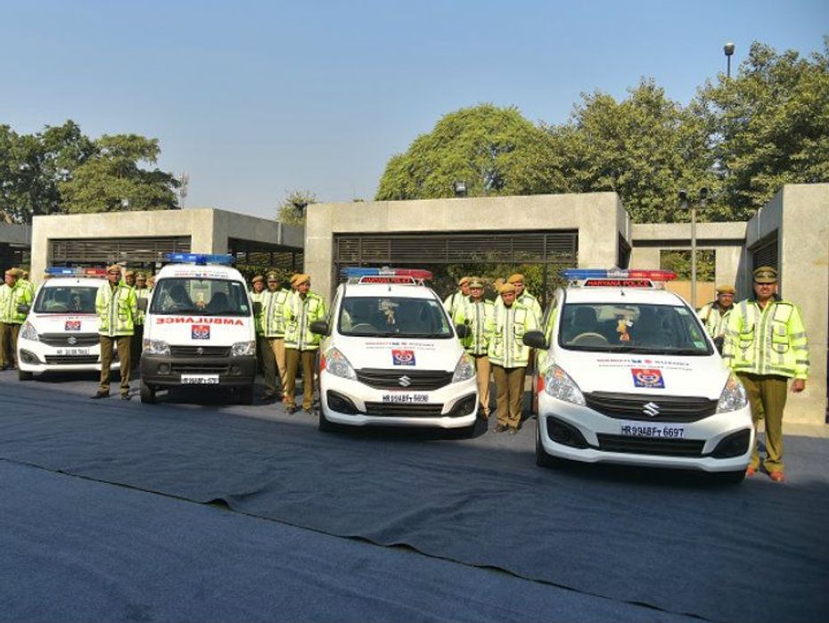 Few cars from the 15-car fleet presented to Haryana Police by Maruti Suzuki