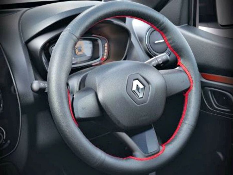 The Kwid Live For More Edition gets steering wheel wrapped in a dual-tone cover