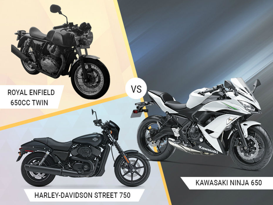 Engine Comparo: Royal Enfield 650cc Twin vs Kawasaki Ninja 650 vs Harley-Davidson Street 750