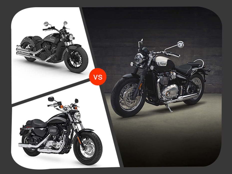 Triumph Bonneville Speedmaster Vs Indian Scout Sixty Vs Harley-Davidson Sportster 1200 Custom: Spec Comparison