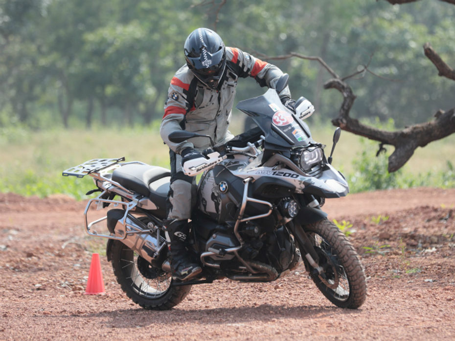 A rider in action at the BMW Motorrad International GS Trophy India qualifier