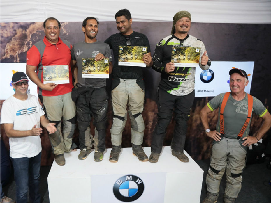 Winners on the podium with the organizers and BMW officials