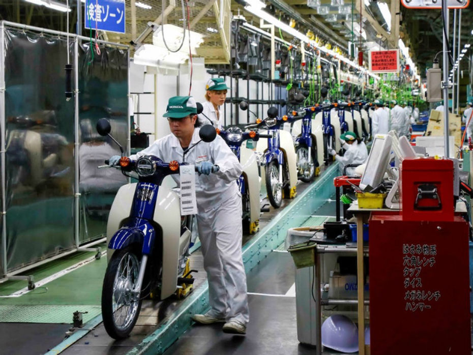 Super Cub being produced at its factory in Japan
