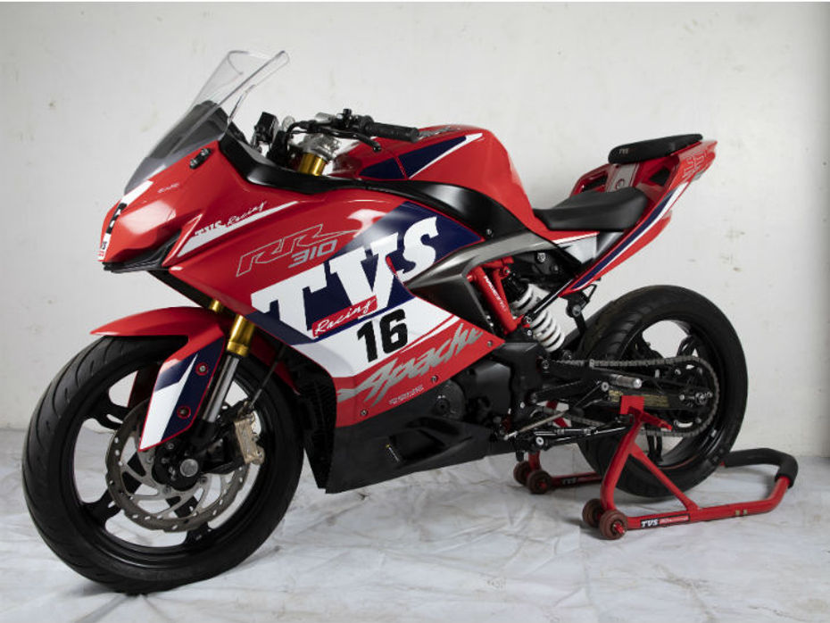 Race spec TVS Apache RR 310 front right angle