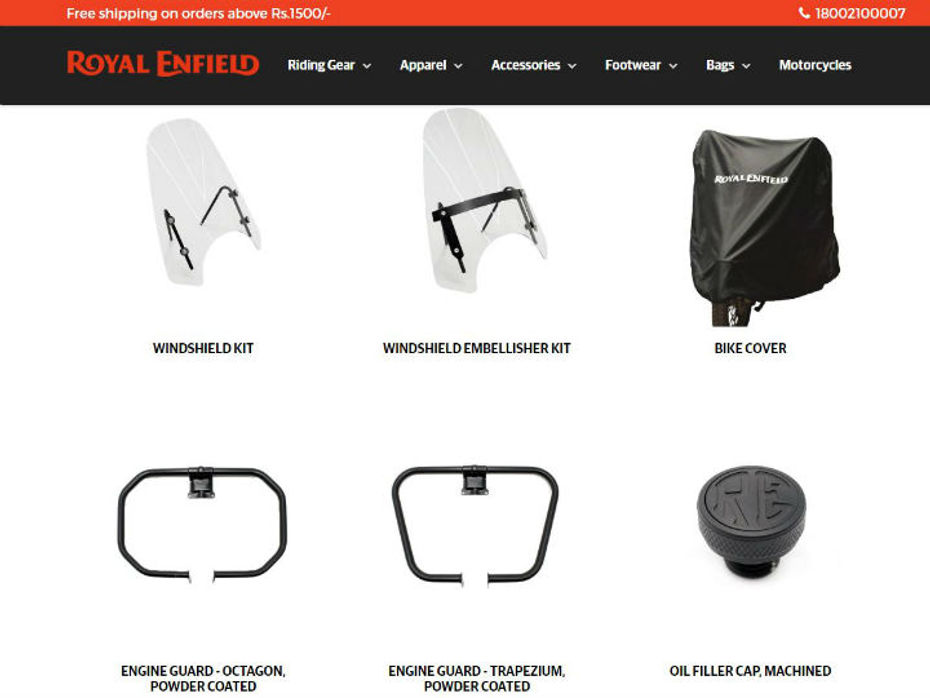 Royal Enfield Thunderbird 500X Accessories Website screenshot