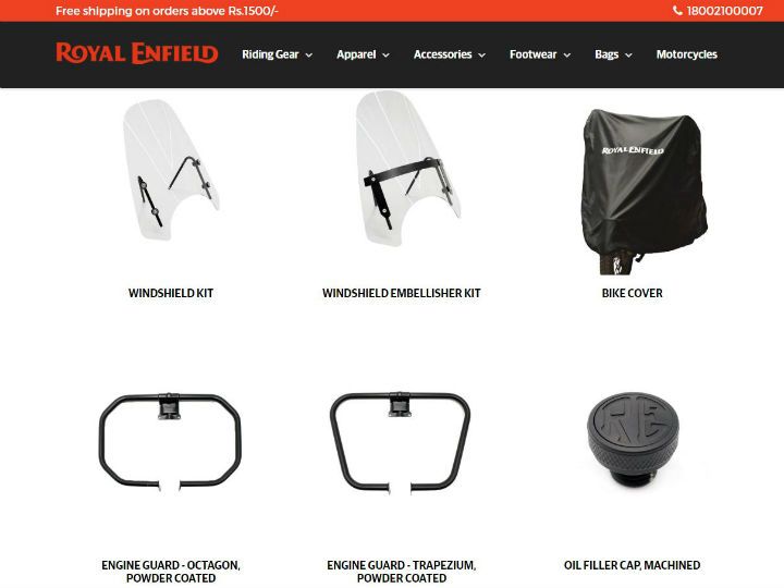 Royal Enfield Thunderbird 500X Accessories Website screenshot Royal Enfield Thunderbird 500X Accessories Website screenshot