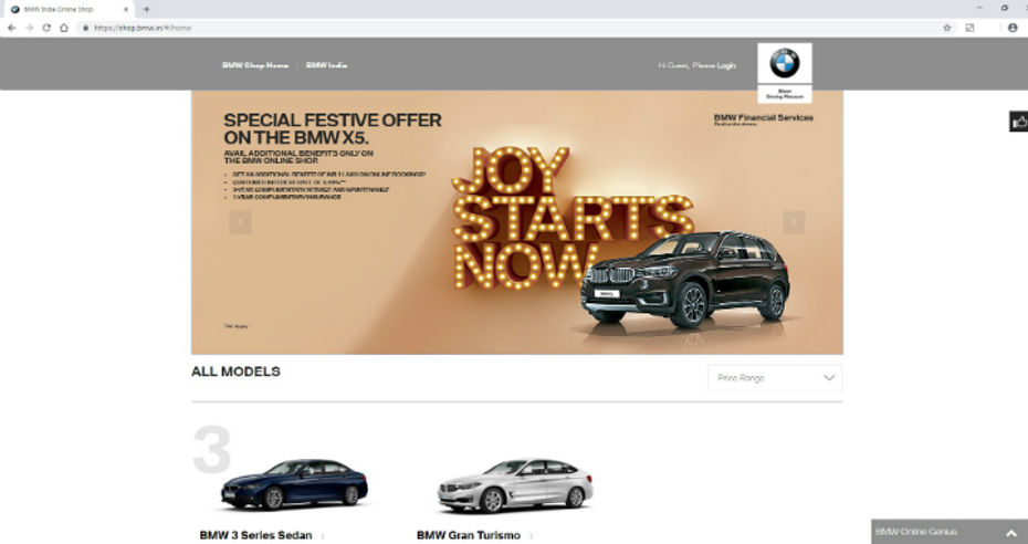 BMW India Launches Online Sales Portal