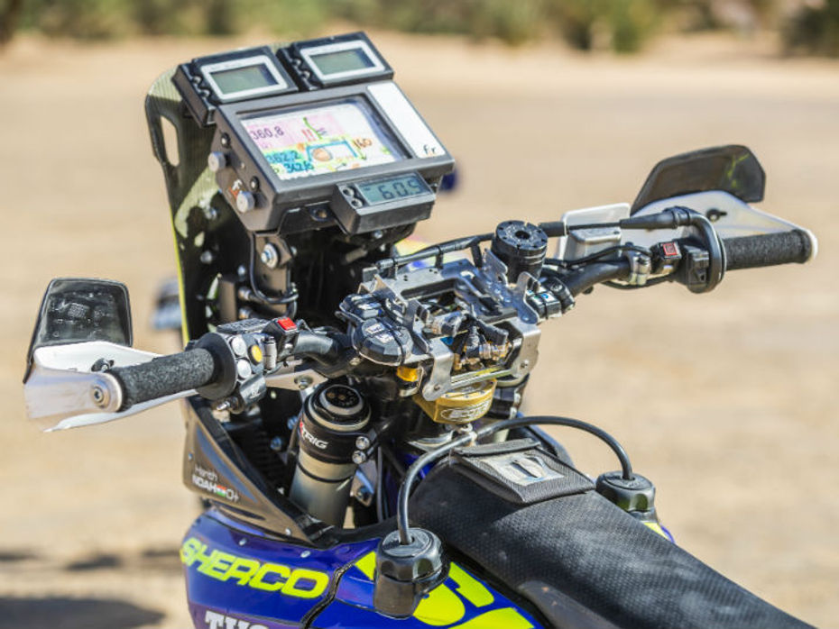 Sherco TVS Dakar rally bike cockpit
