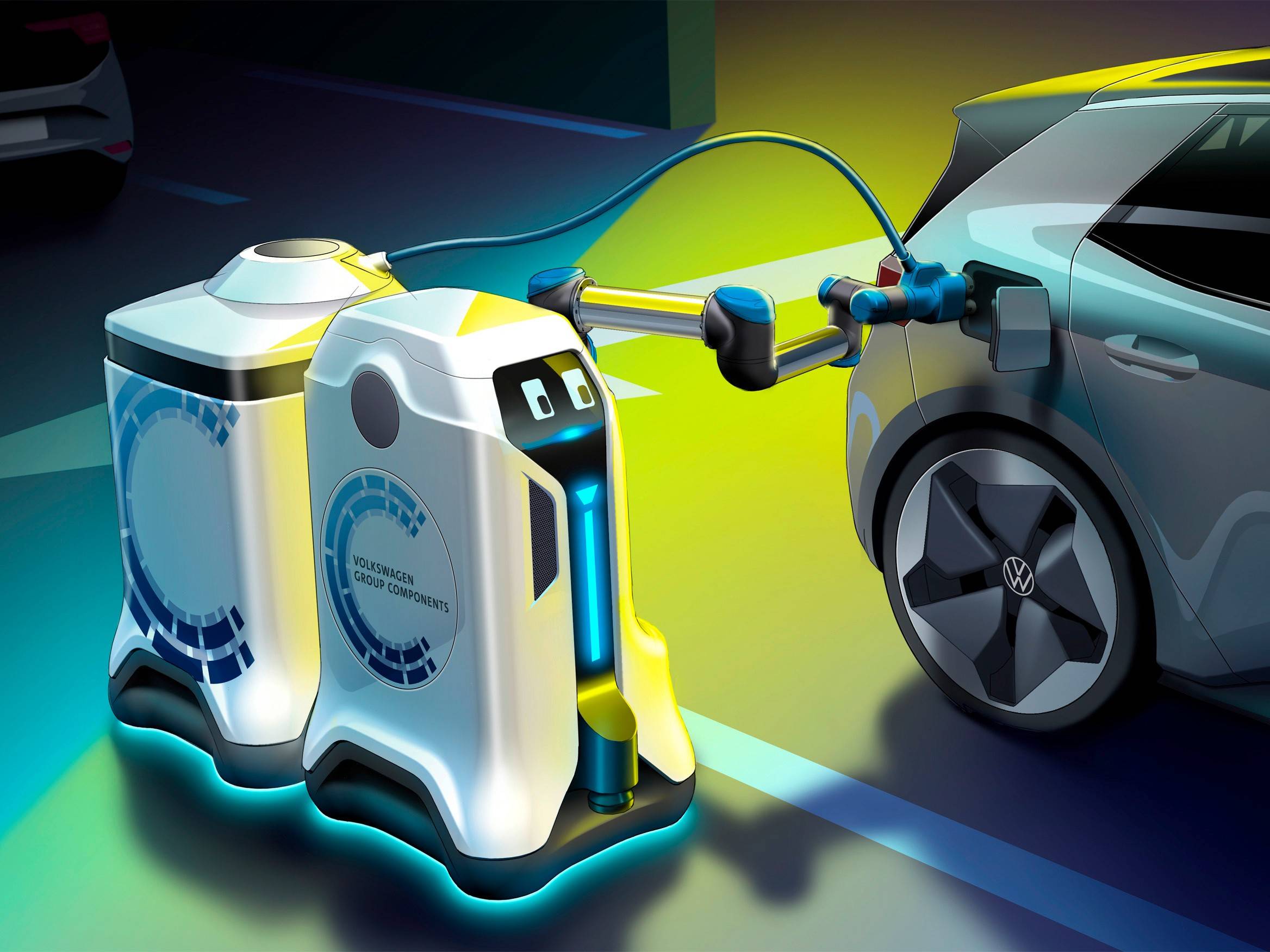 Заряди робот. Volkswagen Electric car 2020. Зарядная станция Volkswagen. Зарядка на электромобиль Фольксваген. Электромобиль.