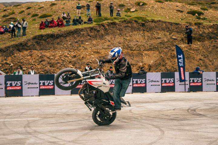 TVS Stunt Riders Enter Record Books By Performing At 14,800ft Above Sea Level TVS Stunt Riders Enter Record Books By Performing At 14,800ft Above Sea Level