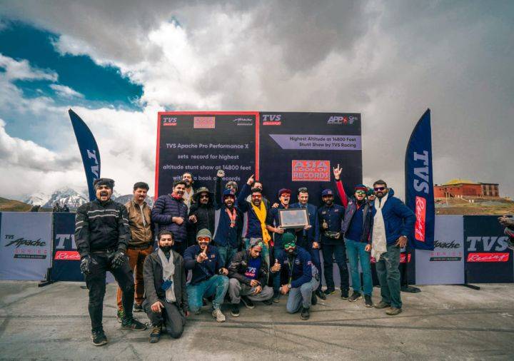 TVS Stunt Riders Enter Record Books By Performing At 14,800ft Above Sea Level