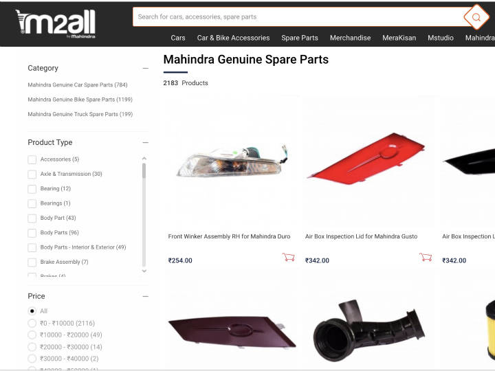 Mahindra bike spare online parts online