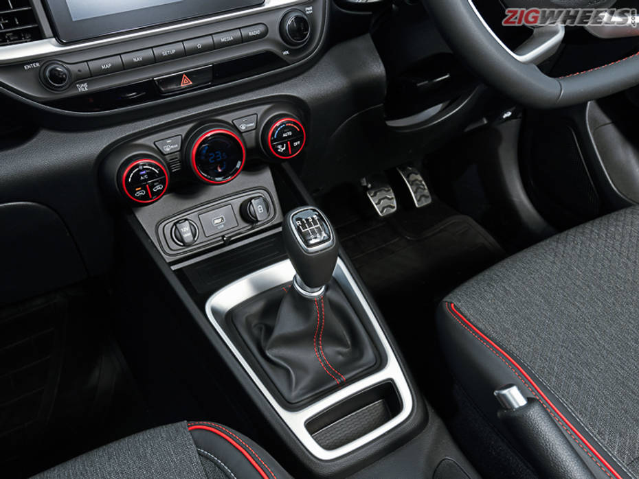 Pre-facelifted Hyundai Venue iMT interior with manual gearstick and clutchless pedal set