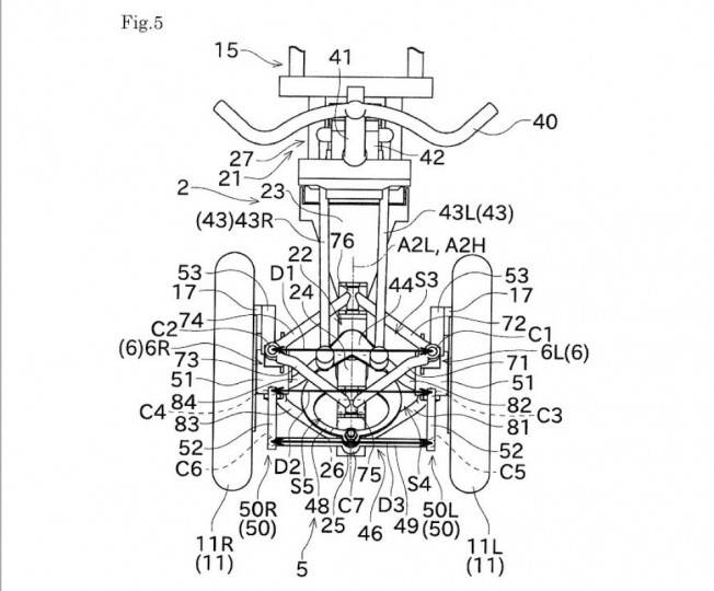 Kawasaki Files More Patents For A Three-Wheeled Motorcycle - ZigWheels