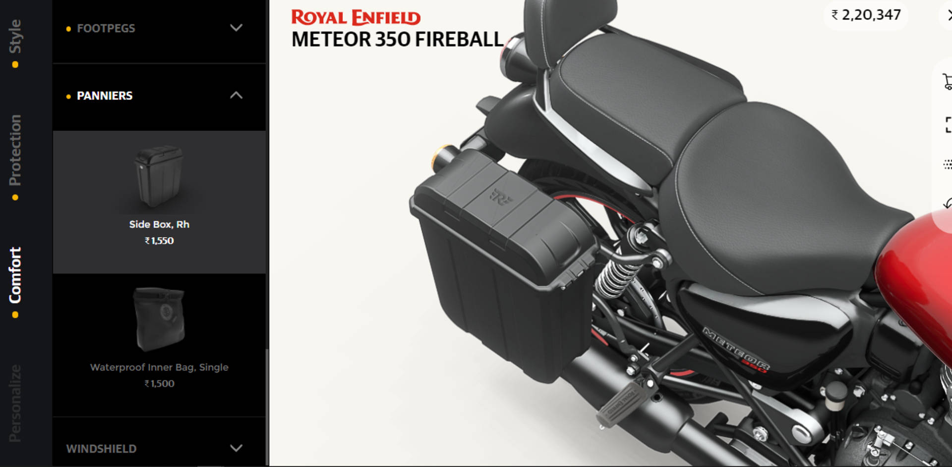 Meteor 350 fireball deals accessories