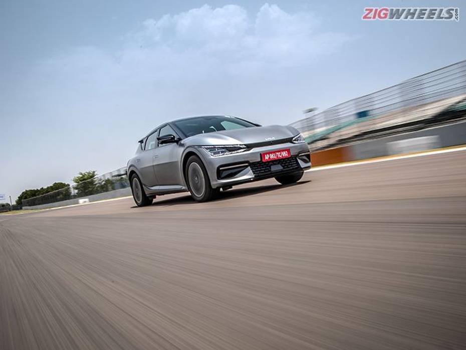 Kia EV6 action shot on a racetrack